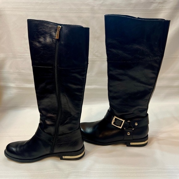 VINCE CAMUTO Tall Riding Boots Kallie Harness‎ Sz 9M/39 NWOT Black Never Worn - Picture 5 of 12